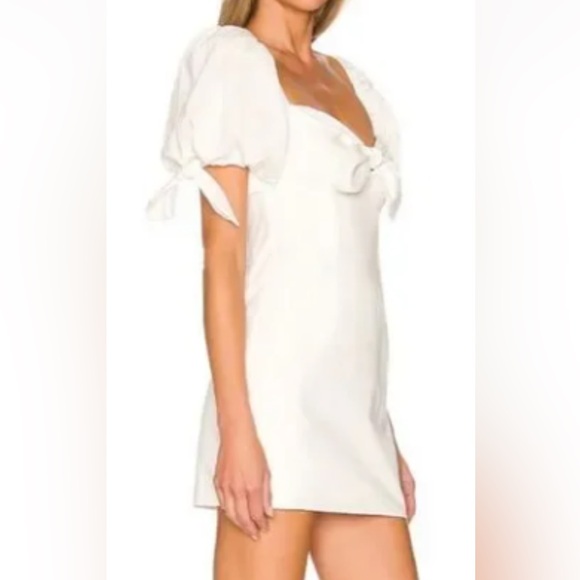 More To Come Amora White Puff Sleeve Bow Mini Dress - Picture 6 of 7